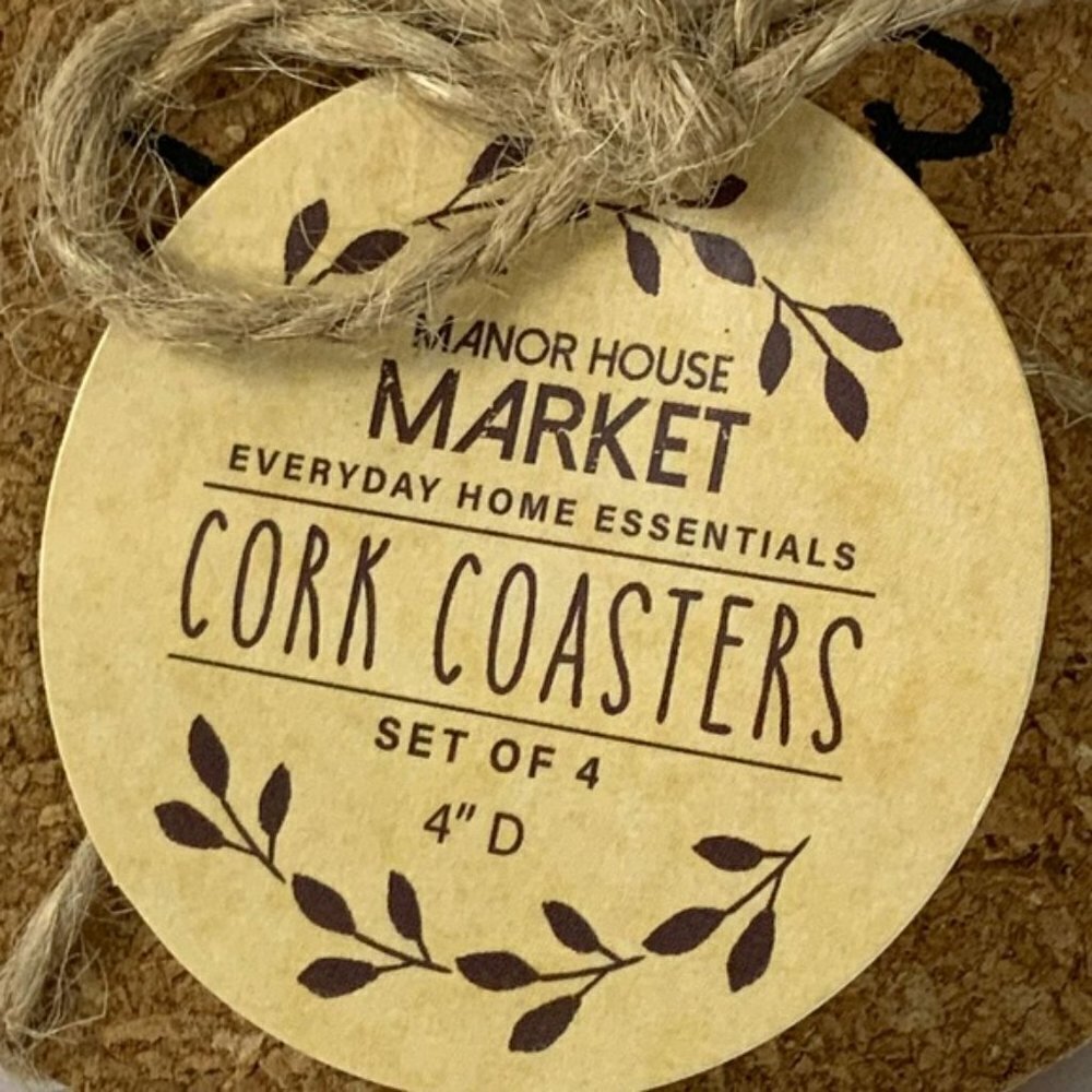 Cork Coasters Set of 4 Rae Dunn Font Quotes Neutral By Manor House Market 4 inch - Picture 8 of 9